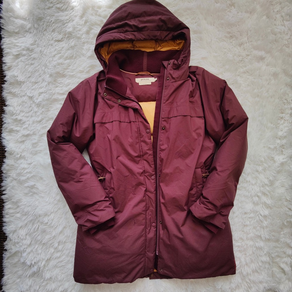 Prana Sayama Longline Down Hooded Parka Puffer Coat Insulated Womens Large
